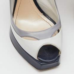 Dior Tri Color Patent Leather Peep Toe Platform Pumps Size 37.5