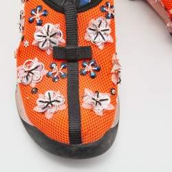 Dior Orange Embellished Mesh Fusion Slip-On Sneakers Size 37.5