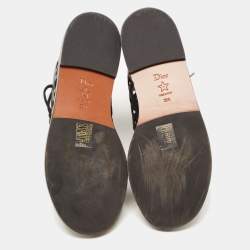 Pre Owned صندل ديور تيدي D أبازيم جلد أسود مثقب مقاس 39