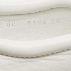 Dior White Leather and Canvas Crystal Embellished Slip On Sneakers Size 39