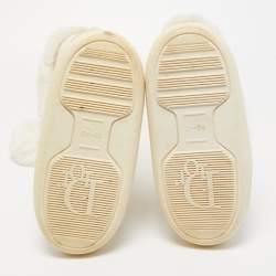 مملوكة مسبقًا Dior  White Leather and Shearling Snow Boots Size 38-40 