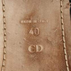 Pre Owned Dior Black Satin Pearl Embellished T Strap Flat Sandals Size 40