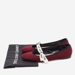 Pre Owned Dior Burgundy Canvas Miss J'adior Ballet Flats Size 41