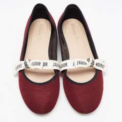 Pre Owned Dior Burgundy Canvas Miss J'adior Ballet Flats Size 41