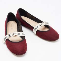 Pre Owned Dior Burgundy Canvas Miss J'adior Ballet Flats Size 41