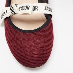 Pre Owned Dior Burgundy Canvas Miss J'adior Ballet Flats Size 41