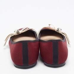 Pre Owned Dior Burgundy Canvas Miss J'adior Ballet Flats Size 41