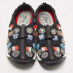 Pre Owned Dior Black Mesh Beaded Embroidered Fusion Sneakers Size 38