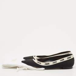Pre Owned Dior Black/White Canvas J'adior Ballet Flats Size 38