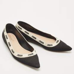 Pre Owned Dior Black/White Canvas J'adior Ballet Flats Size 38