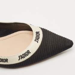 Pre Owned Dior Black/White Canvas J'adior Ballet Flats Size 38