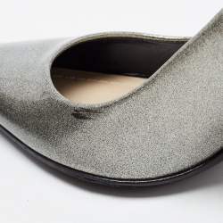 Pre Owned Dior Silver Glitter Patent Leather Pointed Toe Pumps 37