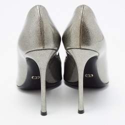 Pre Owned Dior Silver Glitter Patent Leather Pointed Toe Pumps 37