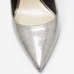 Pre Owned Dior Silver Glitter Patent Leather Pointed Toe Pumps 37