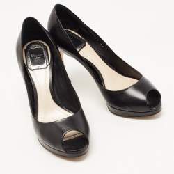 Pre Owned Dior Black Leather Diorella Pumps Size 36