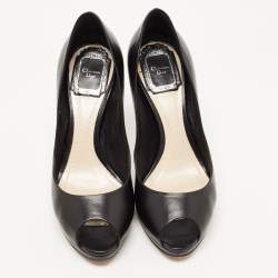 Pre Owned Dior Black Leather Diorella Pumps Size 36