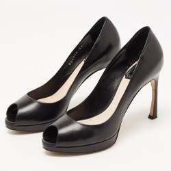 Pre Owned Dior Black Leather Diorella Pumps Size 36