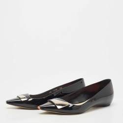 Dior Black Patent Pointed Toe Bow Ballet Flats Size 36