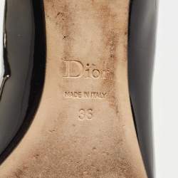 Dior Black Patent Pointed Toe Bow Ballet Flats Size 36