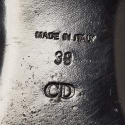 Pre Owned Dior Black Satin Embellished T Strap Flat Sandals Size 39