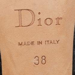 Dior Black Cannage Patent and Leather Bow CD Logo Slingback Pumps Size 38
