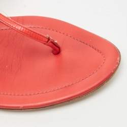 Dior Coral Red Leather Cannage Bow Thong Flats Size 39
