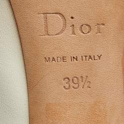 Pre Owned Dior Cream Leather Buckle Peep Toe Platform Pumps Size 39.5
