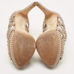 Dior Beige Leather studded Platform Ankle Strap Sandals Size 39.5