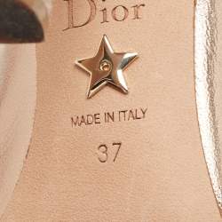 Pre Owned Dior Gold Leather and Canvas J'adior Bow Slingback Pumps Size 37