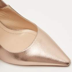 Pre Owned Dior Gold Leather and Canvas J'adior Bow Slingback Pumps Size 37