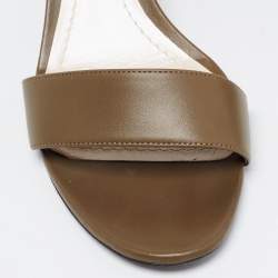 Pre Owned Dior Olive Green Leather Rainbow Stellar Block Heel Lace Up Sandals Size 39.5