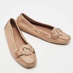 Dior Light Brown Leather CD Slip On Loafers Size 41