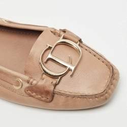 Dior Light Brown Leather CD Slip On Loafers Size 41