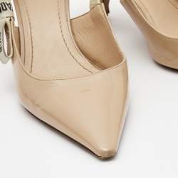 Pre Owned Dior Beige Patent Leather J'adior Slingback Pumps Size 40