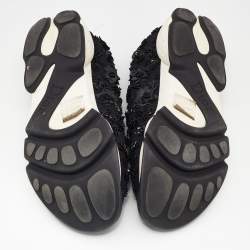 Pre Owned Dior Black Crystal Embellished Mesh Fusion Low-Top Sneakers Size 38.5