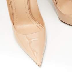 Pre Owned Dior Beige Patent Leather D-Moi Pumps Size 38