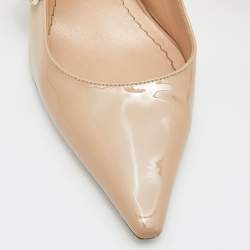 Pre Owned Dior Beige Patent Leather J'adior Slingback Pumps Size 36