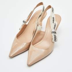 Pre Owned Dior Beige Patent Leather J'adior Slingback Pumps Size 36