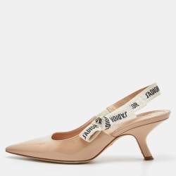 Pre Owned Dior Beige Patent Leather J'adior Slingback Pumps Size 36