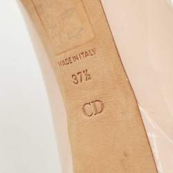 Dior Light Pink Patent Leather Peep Toe Cannage Heel Platform Pumps Size 37.5
