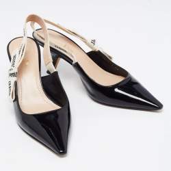 Pre Owned Dior Black Patent Leather J'adior Slingback Pumps Size 40