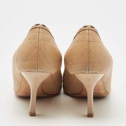 Pre Owned Dior Beige Cannage Leather Bow Detail Pumps Size 37