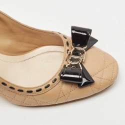 Pre Owned Dior Beige Cannage Leather Bow Detail Pumps Size 37
