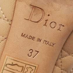 Pre Owned Dior Beige Cannage Leather Bow Detail Pumps Size 37