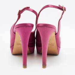 Pre Owned Dior Purple Satin Crystal Embellished Slingback Pumps Size 36