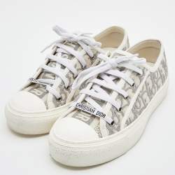 Pre Owned Dior GRey/White Canvas Walk'n'Dior  Low Top Sneakers Size 36