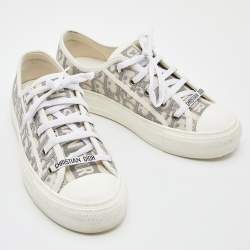 Pre Owned Dior GRey/White Canvas Walk'n'Dior  Low Top Sneakers Size 36