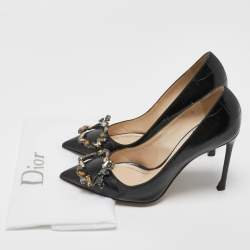Pre Owned Dior Black Croc Embossed Leather Dior Pointed Toe Pumps Size 38.5
