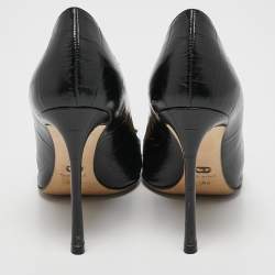 Pre Owned Dior Black Croc Embossed Leather Dior Pointed Toe Pumps Size 38.5