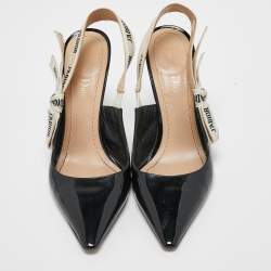 Dior Black Patent Leather J'adior Slingback Pumps Size 38.5